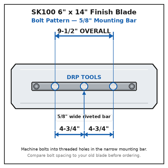 36" Power Trowel Finish Blade – 6" x 14" Bolt Pattern