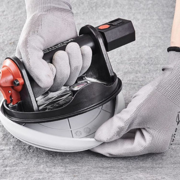 7" Battery Powered Vacuum Suction Cup and Case 286 lb Capacity by Raimondi easy removal of pad