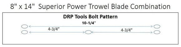 8" x 14" Superior Combination 36" Power Trowel Blade Bol Pattern