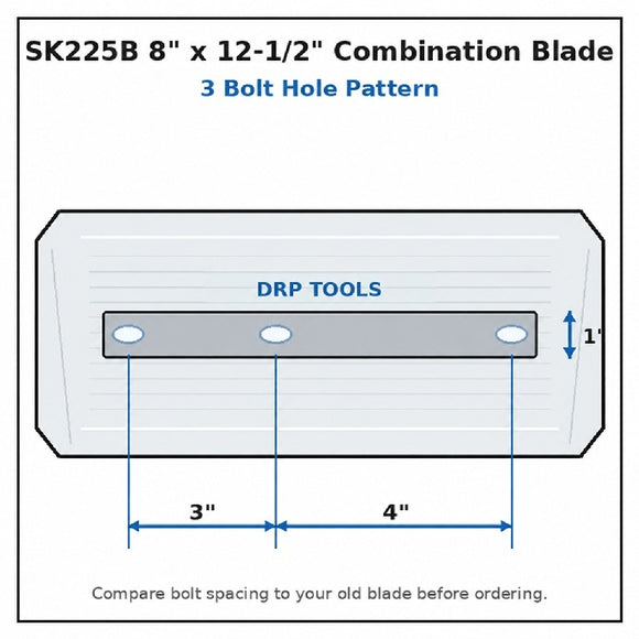Superior / Husqvarna Power Trowel Combination Blades 8" x 12.5" Blue Steel Bolt pattern