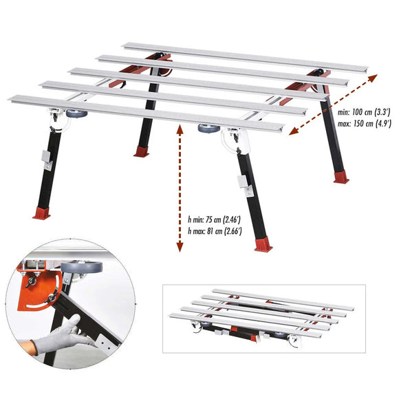 Raimondi Bigfoot XXL Adjustable Width Tile Work Bench height and width
