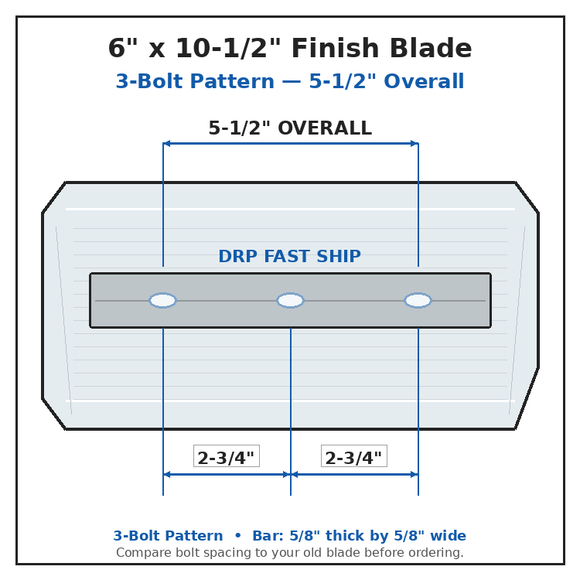 30" Power Trowel Finish Blade – 6" x 10-1/2" 4PK Bolt Pattern