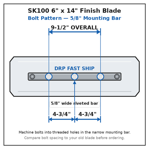 36" Power Trowel Finish Blade – 6" x 14" Bolt Pattern