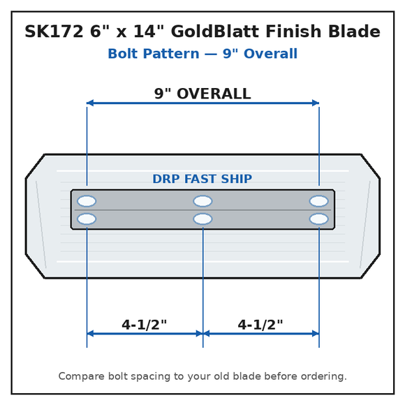 Goldblatt 36" Power Trowel Finish Blade – 6" x 14" 4PK Bolt Pattern