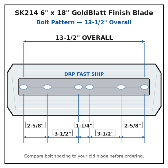 46-48" Power Trowel Finish Blade – 6" x 18" 4PK Bolt Pattern