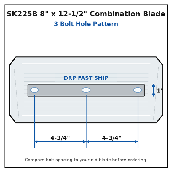 Husqvarna / Superior 34-36" Power Trowel Combination Blade – 8" x 12-1/2" Blue 4PK Bolt Pattern