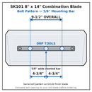 36" Power Trowel Combination Blade – 8" x 14" 4PK Bolt Pattern