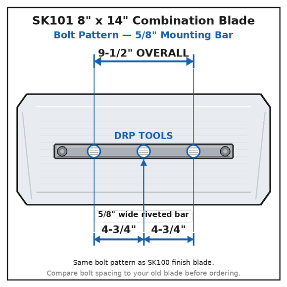 36" Power Trowel Combination Blade – 8" x 14" 4PK Bolt Pattern