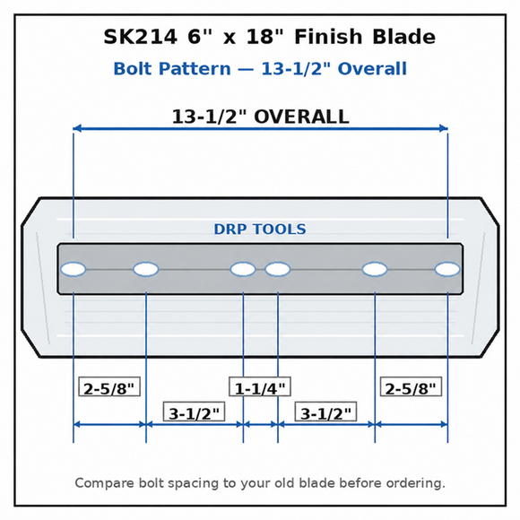 Sk214 6" x 18" finish Blade Bolt Pattern